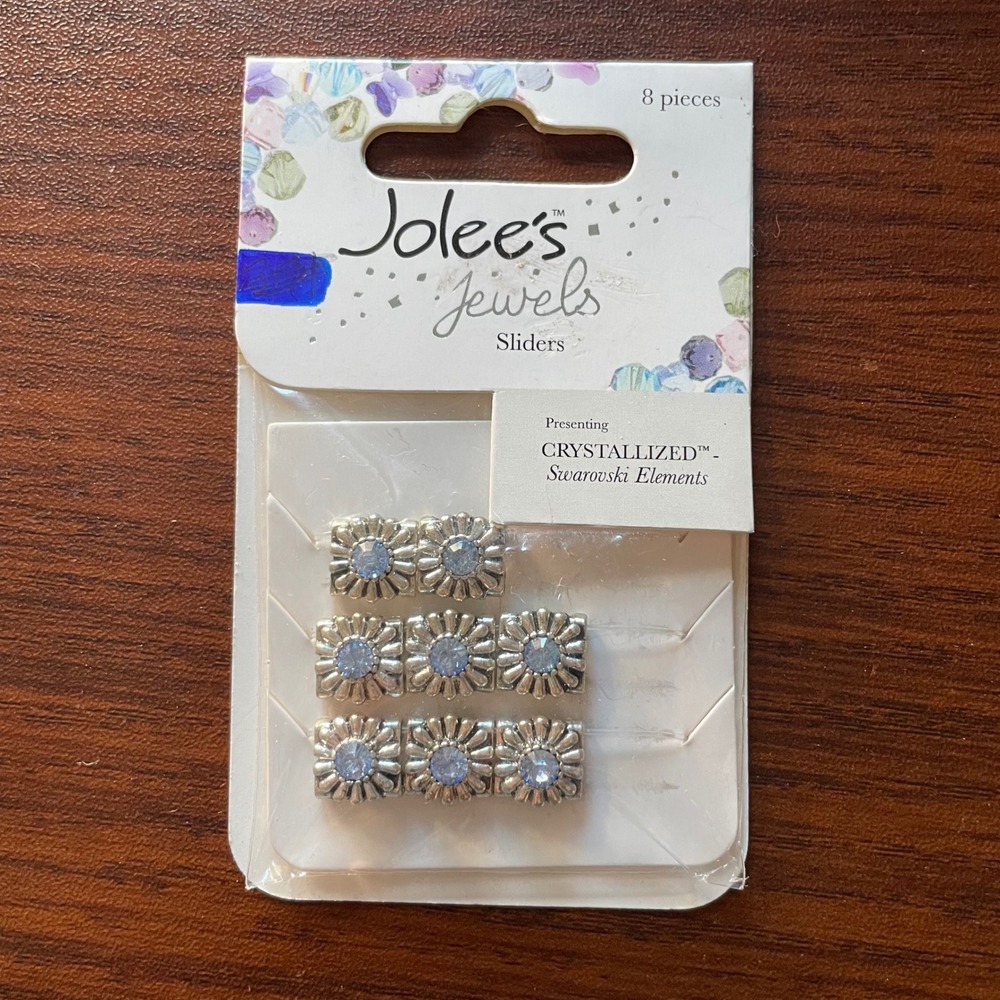 Jolees Jewels Sliders Flower Sapphire Swarovski Elements 8 Pc Craft Embellish‎